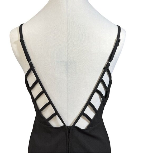B. DARLIN‎ Juniors Strappy Black Mini Dress Size 9/10 Bodycon Cocktail Party - Picture 7 of 13